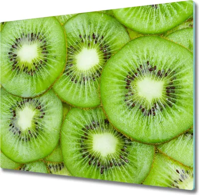 Produktbild von Glas Herdabdeckplatte 60x52 cm Spritzschutz Glasabdeckplatte Schneidebrett Kiwi