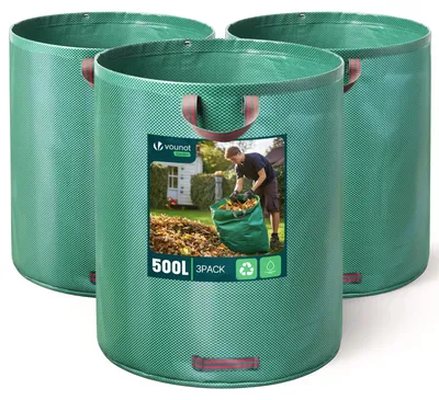 Produktbild von VOUNOT® 500 Liter Gartensack Gartenabfallsack mit Griffen, Laubsack für Grünabfall, 3er Set