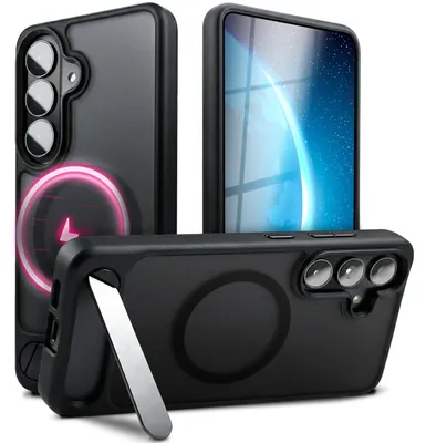 Produktbild von NALIA Mattes Magnet-Hardcase für Samsung Galaxy S26 – MagSafe & Klappständer – Stoßfeste Anti-Gelb Handyhülle – Marke aus Berlin – Schwarz