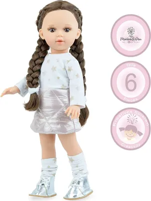Puppe Linda 40 cm mit braunen geflochtenen Zöpfen und Vinylkörper für Kinder Spielzeug-Puppe Spielpuppe Spielwaren Geschenkidee Geburtstag Weihnachten