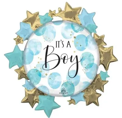Obrázok produktu pre Fóliový balónik Baby Boy Blue Watercolor 76 x 76 cm – Anagram