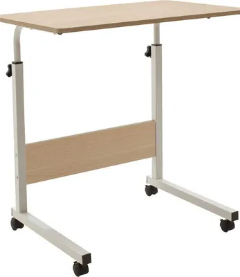 Image de Bureau hauteur réglable bois naturel blanc 60x40x69-90 cm