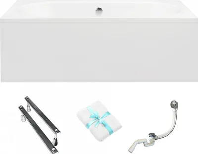 Obrázok produktu pre Aqua For You | Vaňa Besco, obdĺžniková – 180 x 80 cm – antibakteriálna povrchová úprava – automatický sifón – s obkladom