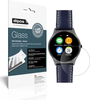 Produktbild von 1x Schutzfolie für Uhr 54.5 mm Durchmesser matt - Anti-Shock 9H Folie dipos Glass Kunststoffglas