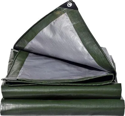 Productafbeelding van Famanu afdekzeil, 4 x 4 meter - groen/zilver, waterdicht, scheurbestendig, schimmelwerend