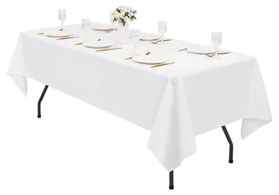 Productafbeelding van Polyester tafelkleed - Wasbaar en slijtvast - Geschikt voor banketten en buffetten - Wit - 153 x 260 cm