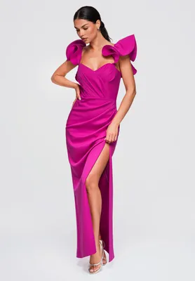 Produktbild von LARICA Abendkleid Maxi Herz-Ausschnitt Elegant LA-OM-DLR396 fuchsia XS