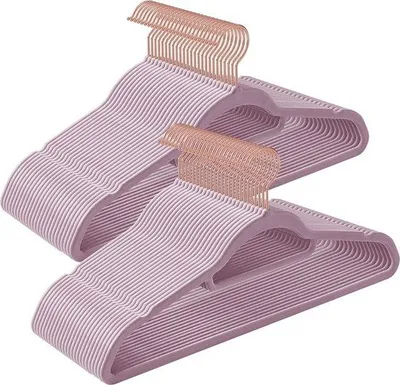 Produktbild von Famanu Kleiderbügel Antirutsch - 50 Stück, roségoldene Haken