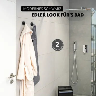 Produktbild von bremermann Bad-Serie PIAZZA BLACK - Handtuchhaken 2er Set, matt schwarz