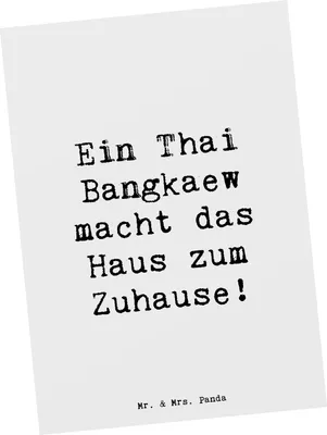 Produktbild von Mr. & Mrs. Panda Postkarte Spruch Thai Bangkaew Zuhause - Weiß - Geschenk, Hundefreund, Hund, loyal, Hunderasse, Hundeliebhaber, Ansichtskarten, Hunderassen Pflege