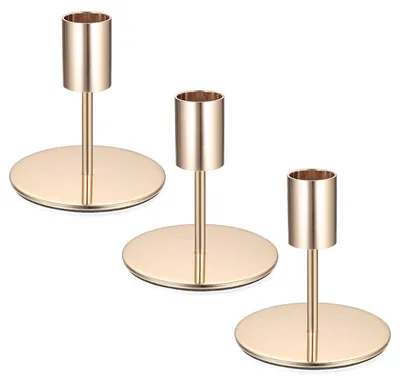 Productafbeelding van Set van 3 gouden kandelaars voor stompkaarsen - elegant en stijlvol