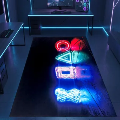 Immagine prodotto di Tappeto da gioco antiscivolo con motivo a simboli luminosi Dimensioni - 80 x 150 cm