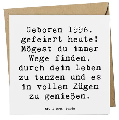 Produktbild von Mr. & Mrs. Panda Glückwunschkarte Spruch 1996 Geburtstag - Weiß - Geschenk, Klappkarte, Geburtstagsgeschenk, doppelkarte, anlasskarte, Leben genießen, faltkarte, Geboren