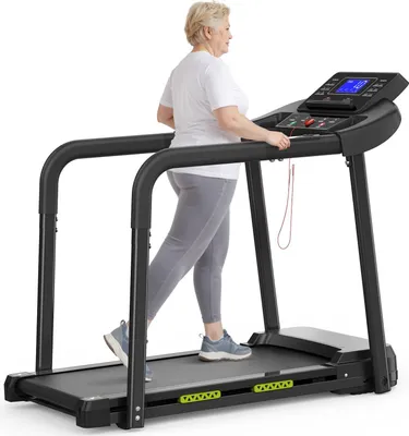 Image de Walking Pad Tapis de course pour seniors, tapis d'exercice, écran LED pour personnes âgées, longue rampe pour l'équilibre, 135 kg de capacité