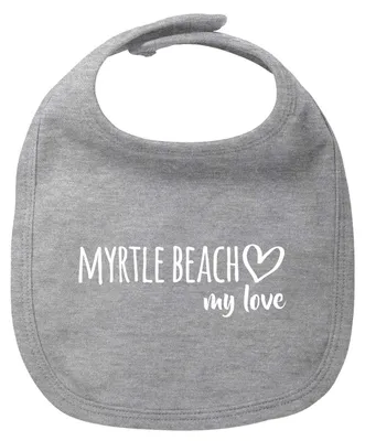 Produktbild von Huuraa Baby Lätzchen Myrtle Beach my love Heather Grey Klettverschluss Baumwolle Latz Geschenkidee