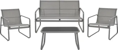 Produktbild von BELIANI Lounge Set Grau aus Metall 4-Sitzer Gartentisch Gartensofa 2 Gartensessel Gartenmöbel Loungemöbel Outdoor