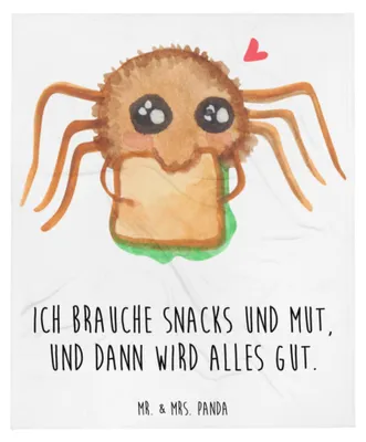 Produktbild von Mr. & Mrs. Panda Kuscheldecke Spinne Agathe Sandwich - Weiß - Geschenk, Bettüberwurf, Decke, Alles Wird gut, Hungrig, Lebensfreude, Sofaüberwurf, Couchdecke, Hunger, Mut