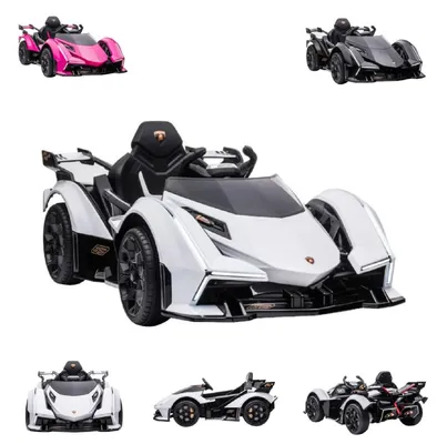 Produktbild von ES-Toys Kinder Elektroauto Lamborghini V12 Vision Gran Turismo Fernbedienung MP3 weiß