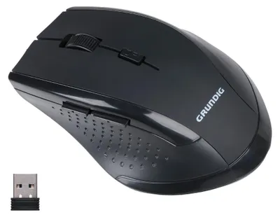 Produktbild von Grundig Maus Kabellos 2.4GHz - Kabellose Maus mit USB Empfänger und 3 DPI Einstellungen - Mouse Plug & Play für Laptop und PC - Leises Klicken - Schwarz