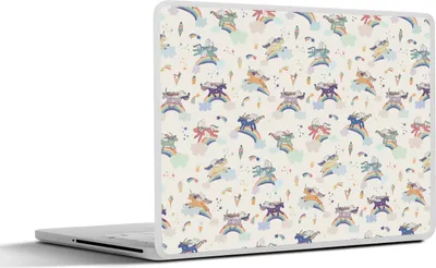 Produktbild von MuchoWow® Laptop Aufkleber Sticker Cover Einhorn - Regenbogen - Muster 36.5x27.5 cm - Laptop-Sticker