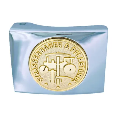 Produktbild von Koppelschloss Straßenbauer und Pflasterer Handwerk und Zunft – silbern/golden - für Geselle - für 4,5 cm breite Koppelgürtel