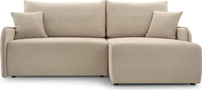 Produktbild von BETTSO Bequemes hellbeiges Ecksofa LORENZA mit Bettzeugablage Rechts