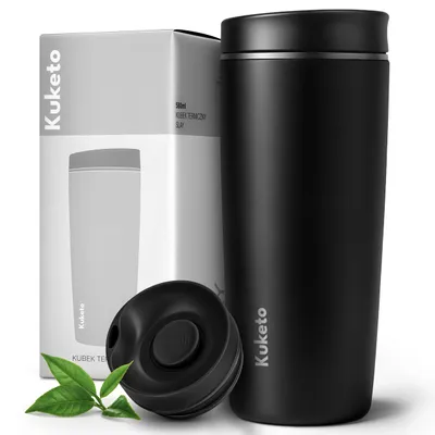 Obrázek produktu pro Kuketo | Termohrnek 580 ml z nerezové oceli SUS304 - Izolovaný hrnek na kávu a čaj, odolný proti vytečení - Protiskluzový povrch, 6 h horký / 24 h studený