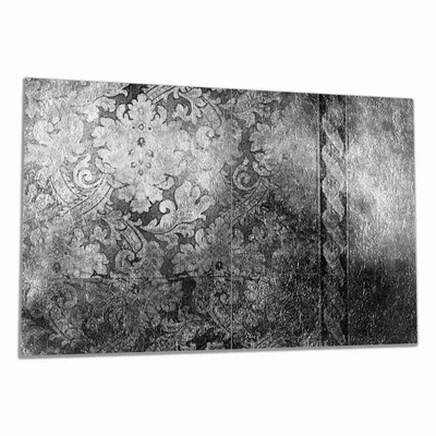Produktbild von Wallario Herdabdeckplatte aus Glas, Größe 80 x 52 cm 2-teilig, Motiv Schnörkelmuster in grau
