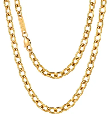 Produktbild von Kabelkette Halskette 18K Gold beschichtet Edelstahl für Damen Herren 6mm 45cm