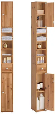 Obrázek produktu pro Koupelnová skříňka Rootz z cedrového dřeva – vysoká skříňka – úsporný organizér – ekologické cedrové dřevo – 20 × 180 × 20 cm