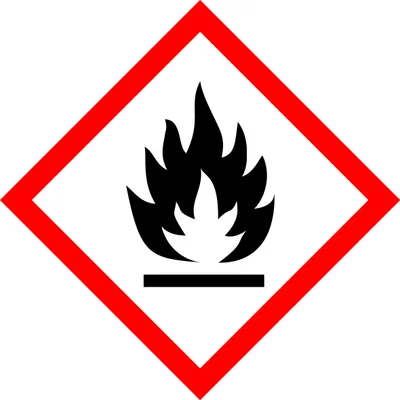 A hazard symbol indicating flammability.