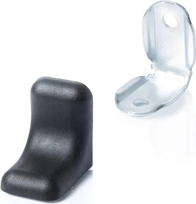 Produktbild von 20x sossai BT2 Winkelverbinder aus verzinktem Metall in Schwarz mit Abdeckung Möbelverbinder Eckverbinder