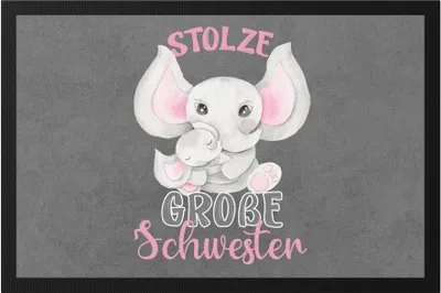 Produktbild von Stolze Große Schwester Fußmatte Elefanten Liebe Familie Schwesternliebe Beschützerin Geschwister Geborgenheit
