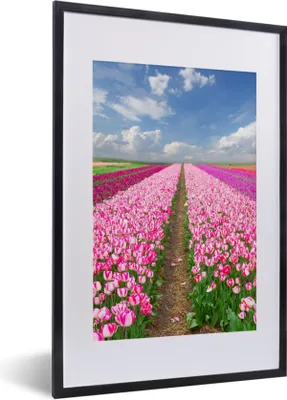 Produktbild von MuchoWow® Gerahmtes Poster Tulpen - Sonne - Frühling 40x60 cm - Poster mit Schwarzem Bilderrahmen Wandposter Rahmen Foto Bilder - Poster in Rahmen