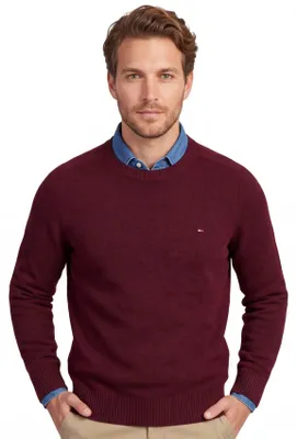 Zdjęcie produktu dla Tommy Hilfiger 8720637340592, Dorosły, Męski, Pulower, Bordowy, Wycięcie pod szyją, Długi rękaw