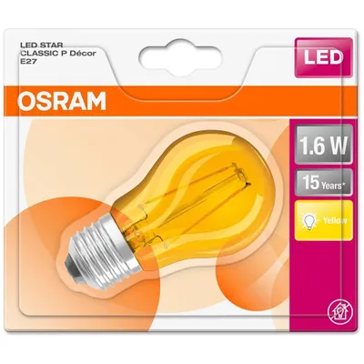 Produktbild von Osram LED Filament Leuchtmittel Tropfen bunt 1,6W = 15W E27 gelb