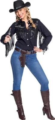 Produktbild von Westernhemd Cowgirl schwarz, Groesse:38