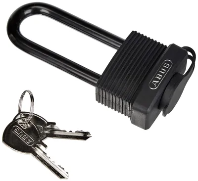 Obrázek produktu pro Mosazný visací zámek ABUS 70/45HB63 s vysokým třmenem - odolný proti povětrnostním vlivům - mosazné tělo zámku - plastový povlak odolný proti nárazu - stupeň zabezpečení ABUS 5