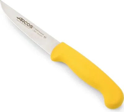 Zdjęcie produktu dla Nóż do obierania Arcos 2900 - Prof 290100 stal nierdzewna Nitrum mango ergonomiczny żółty polipropylen i ostrze 10 cm, osłona wyświetlacza