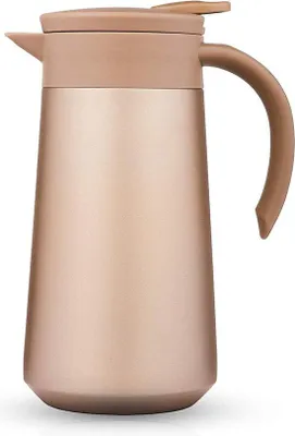 Produktbild von Famanu Thermoskanne für Kaffee und Tee - Edelstahl - Quick Tip Verschluss - 0,8 Liter - Gold