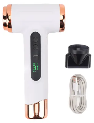 Productafbeelding van Draadloze haardroger, 15600 mAh, draagbaar, oplaadbaar via USB, met oplaadstation, koude en warme lucht, 200 W, geschikt voor studentenkamers