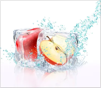 Produktbild von Spritzschutz Herdabdeckplatte Schneidebrett aus Glas Apfel in Eiswürfelsplash 1-Teilig (60x52cm)