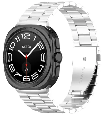 Obrázek produktu pro Pro Samsung Galaxy Watch Ultra 47mm Tři korálky z nerezové oceli Kovový náhradní řemínek na hodinky Silver