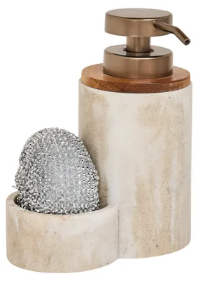 Produktbild von 5Five Seifenspender - beige - 14 x 8 x 20 cm - Polypropylen - inkl. Schwamm - Spulbecken-Organisator