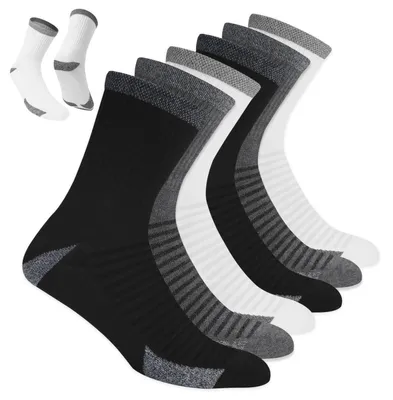 Productafbeelding van Heren sportkousen, geschikt voor hardlopen, met padding, ademend, katoen, 6-pack, maat 39-42, enkellengte, zwart, grijs, wit