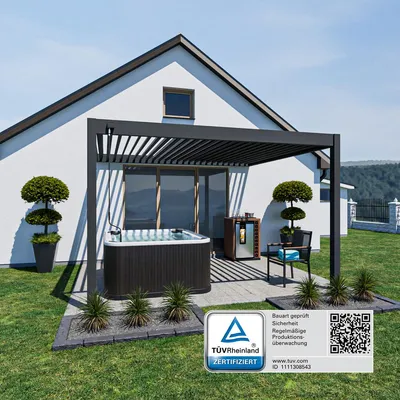 Produktbild von Deluxe Wandpavillon Aluminium Anthrazit 3,6 x 4 m