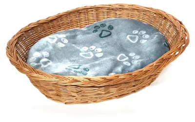 Produktbild von Weidenkorb mit Zopfrand Hundekorb aus Vollweide in Natur 70 cm, Größe: + Kissen