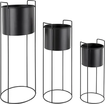 Produktbild von Present Time - Blumentopfset Essence - Schwarz - 80x28cm & 28x23cm & 50x19cm