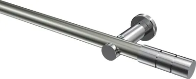 Produktbild von Interdeco Gardinenstange / Vorhangstange Edelstahl-Optik / Chrom, Typ Platon Elanto (Rillenzylinder) ohne Ringe, 20 mm Ø 1-läufig, 600 cm