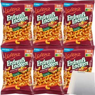 Produktbild von Lorenz ErdnußLocken Mexican Style Flips 6er Pack (6x175g Beutel) + usy Block
